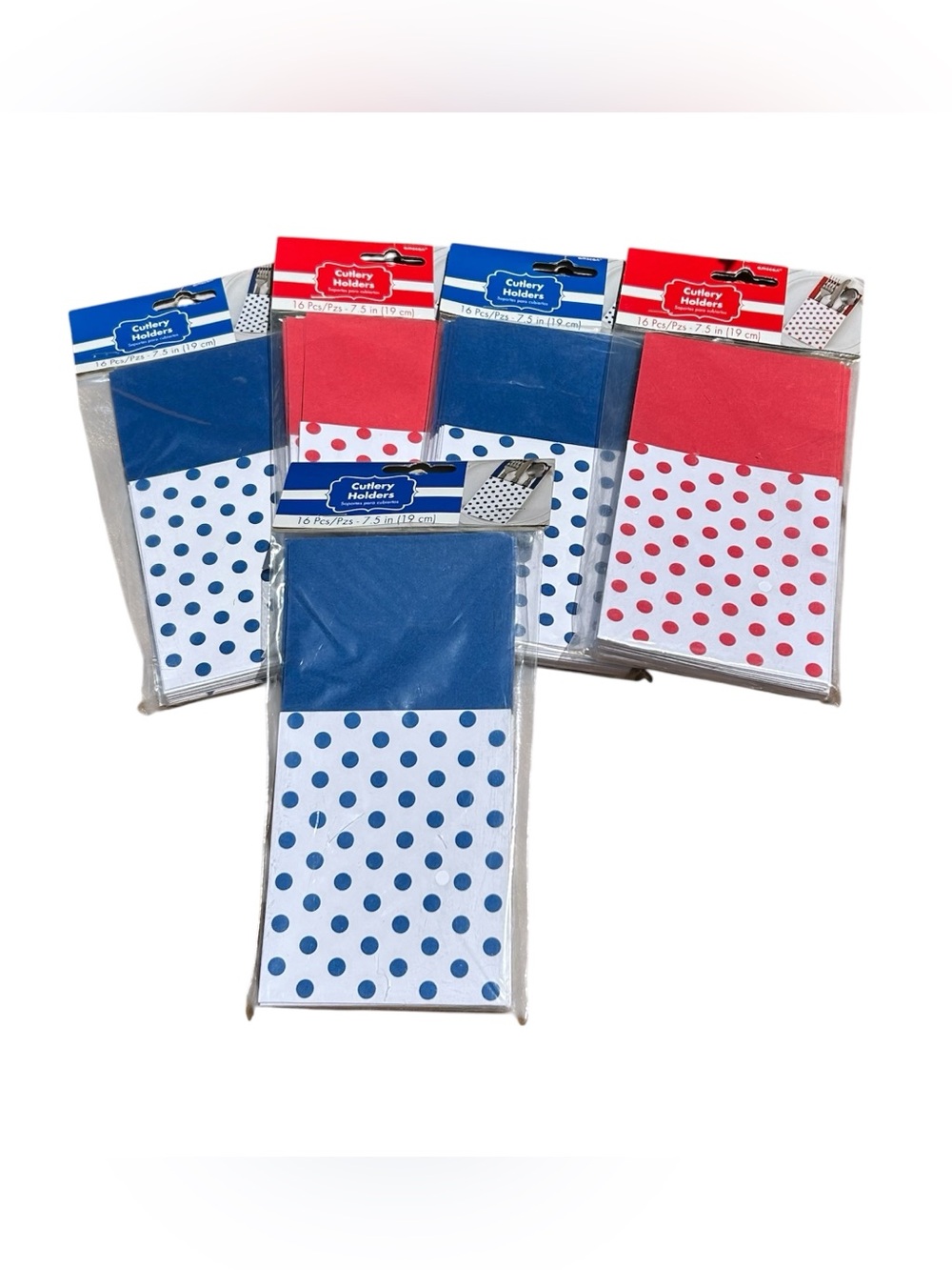 Cutlery Holders Polka Dots Red Blue White NEW 4th of July